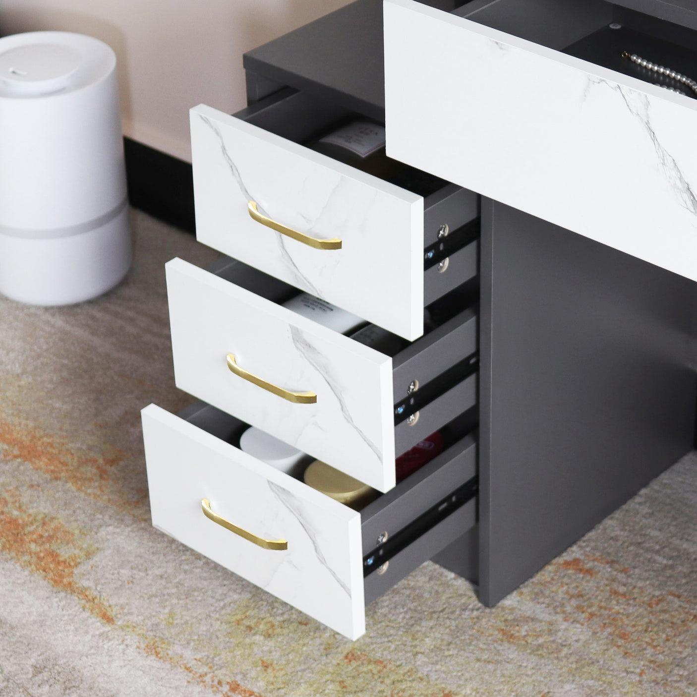 Dressing Table with Storage, Drawers and Mirror - Vanity Makeup Table