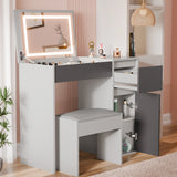 Small Dressing Table with Mirror and Lights, Stool - Makeup Vanity Desk