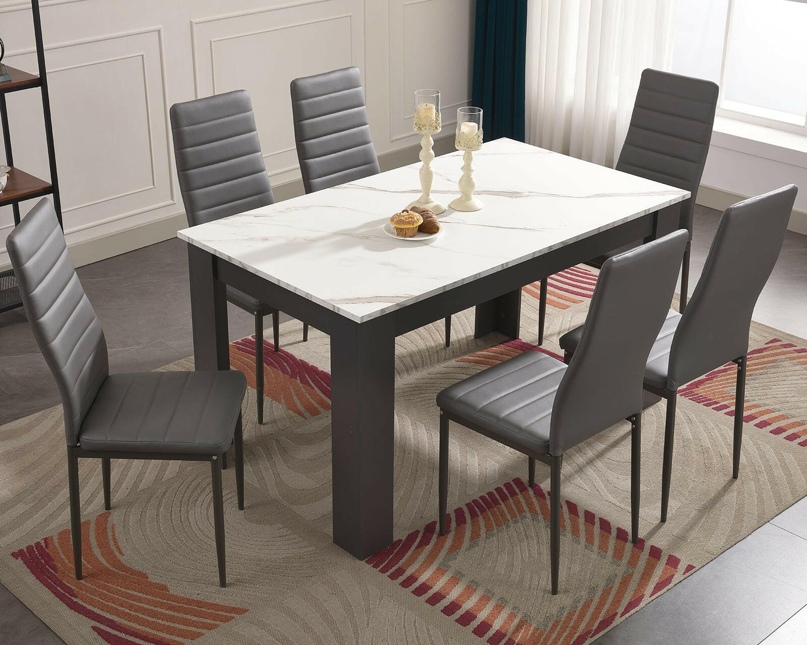 Blisswood™ 140cm Dining Table and 6 Chairs Set Kitchen Room Furniture