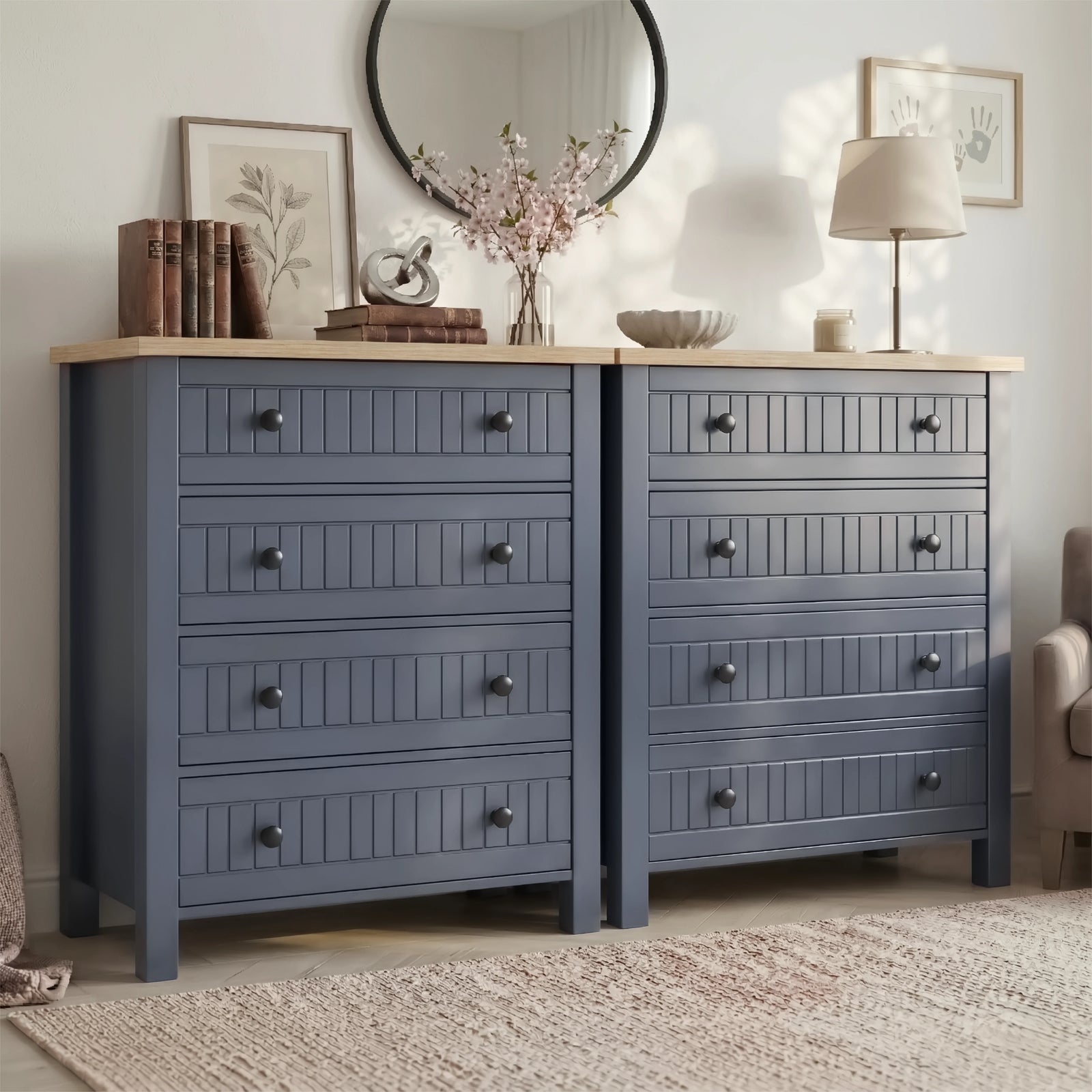 Linra Painted 4 Chest of Drawers - Bedroom Drawers
