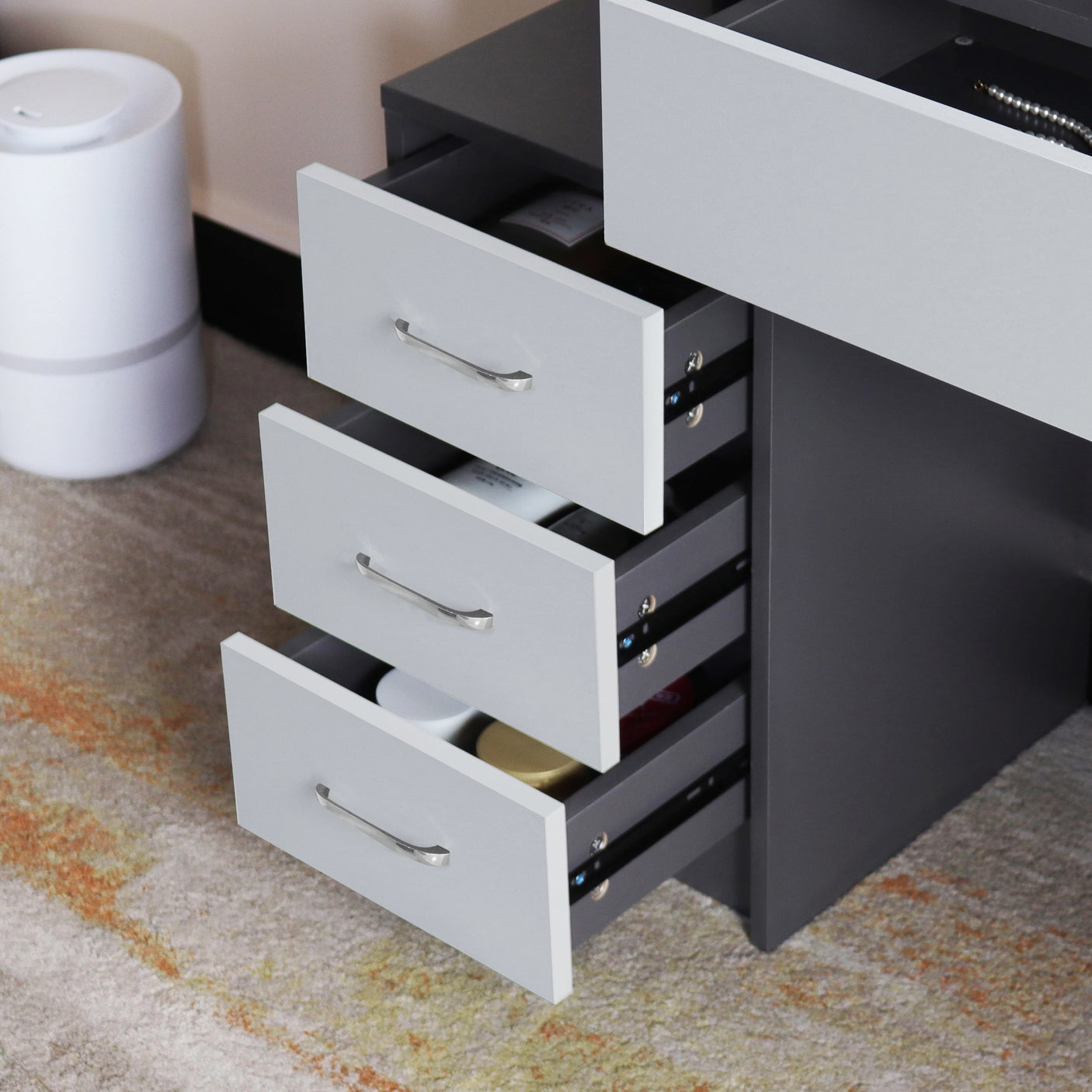 Dressing Table with Storage, Drawers and Mirror - Vanity Makeup Table
