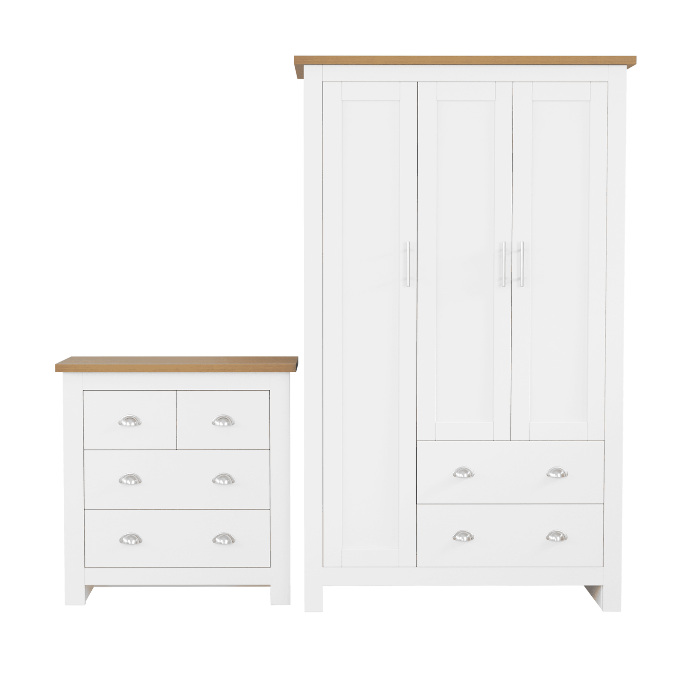 Shaker 2 Door Wardrobe, 4 Chest of Drawers - Bedroom Set