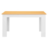 [Oak+White] front view of 4 and 6 seater table with oak top and white legs
