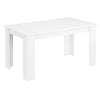 [White] all-white 4 and 6 seater dining table angled three-quarter view with slab end legs