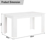 [White] dimension diagram of white 4 and 6 seater dining table at 120cm x 80cm x 75cm