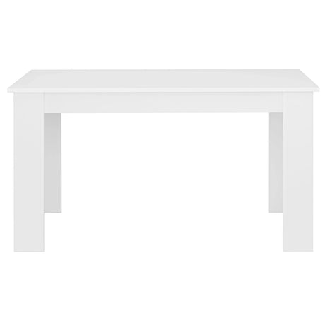 [White] front view of white rectangular 4 and 6 seater dining table