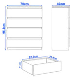 Dimensions of a kitchen cabinet with measurements in centimeters