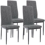 Stylish 4 dining chair set with grey upholstery and sleek black metal legs for modern dining