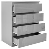 4 drawer chest of drawers grey, providing spacious storage with a sleek, contemporary design.