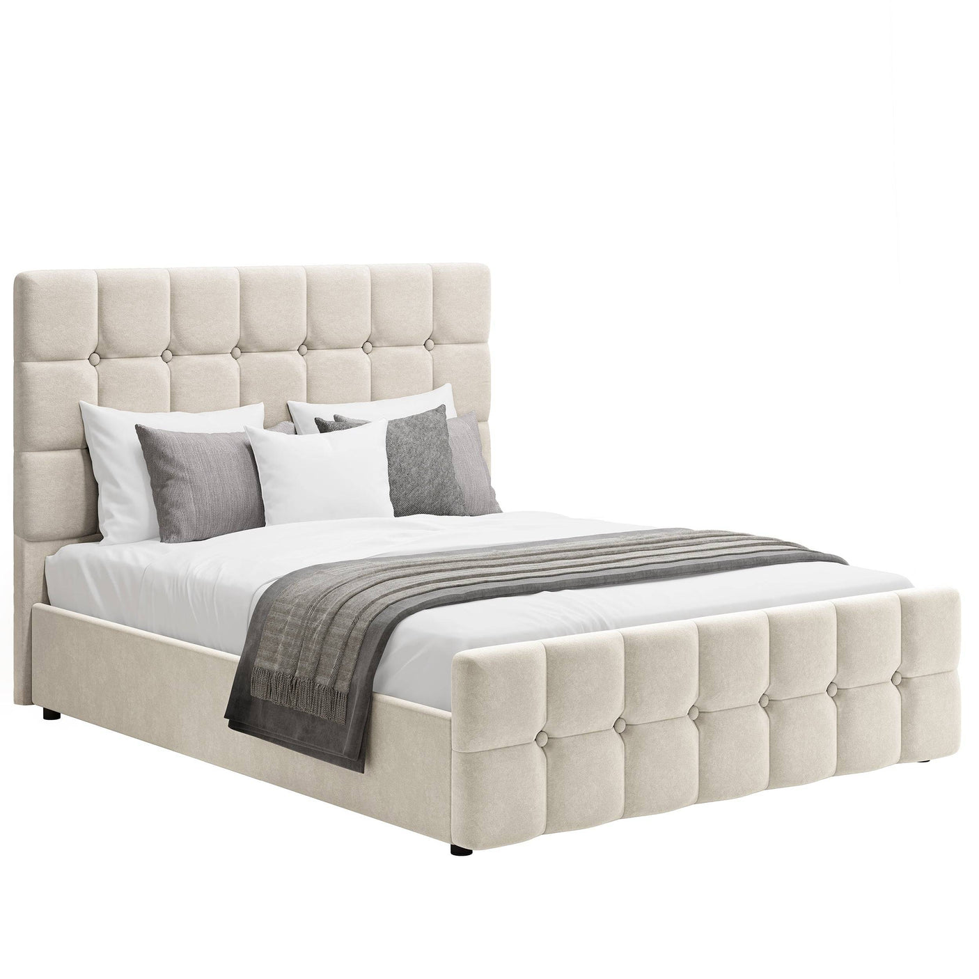 Blisswood Velvet Square Design Ottoman Storage Bed
