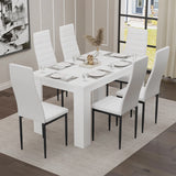 Modern 4-6 Seater White Dining Table and Chairs Set