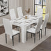 Modern 4-6 Seater White Dining Table and Chairs Set