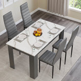 White Marble 4-6 Seater Dining Table and Chairs Set