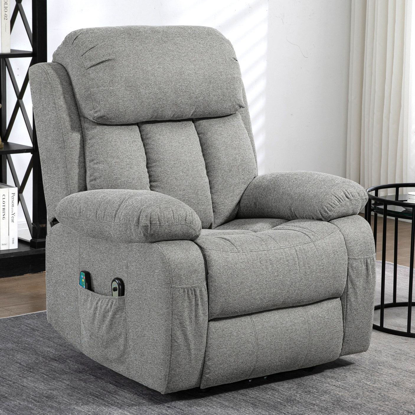 Fabric Recliner Chair With Heat And Massage - Armchair