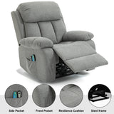 Fabric Recliner Chair With Heat And Massage - Armchair