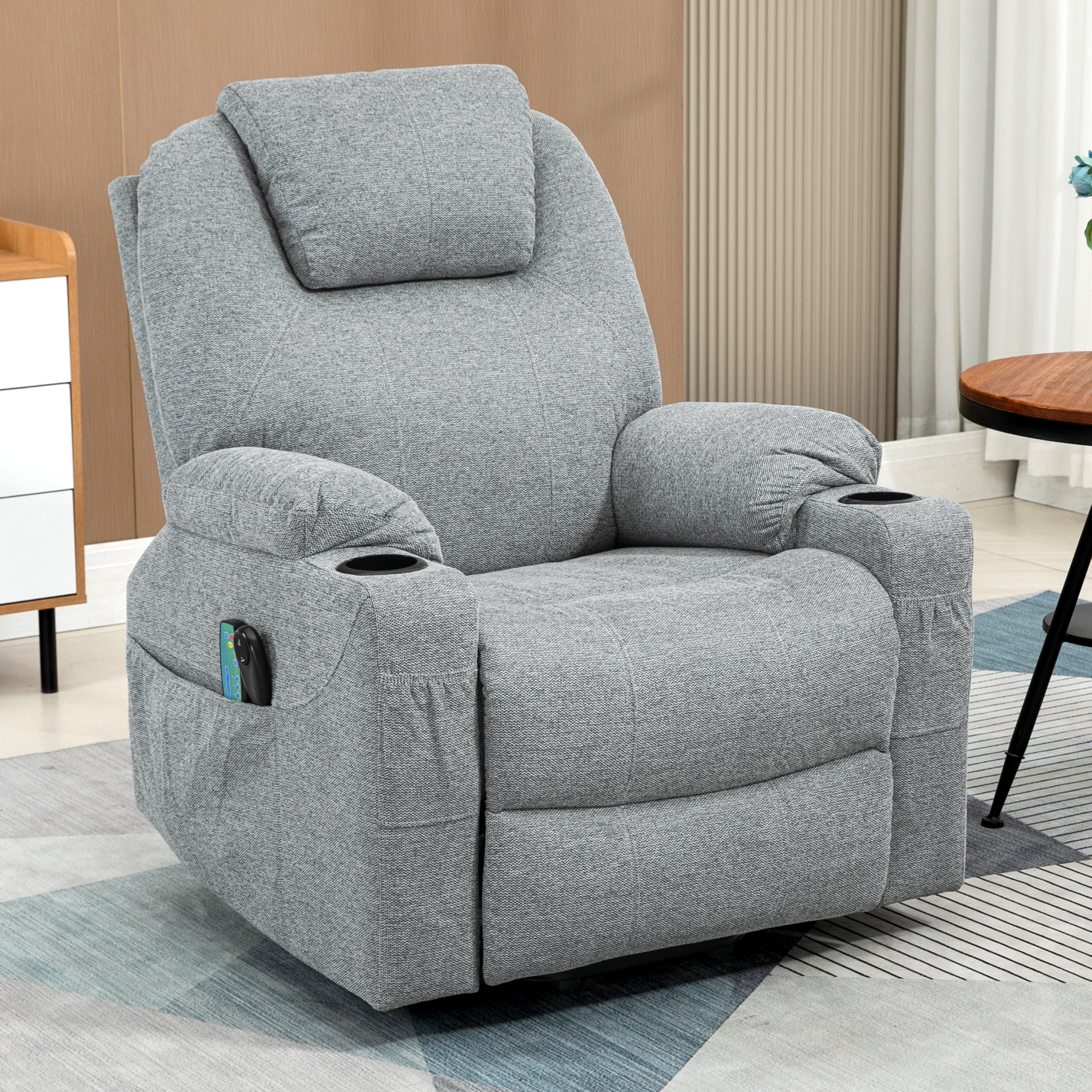 grey armchair