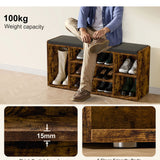 Hallway Shoe Storage Bench With Cushion & Adjustable Shelves