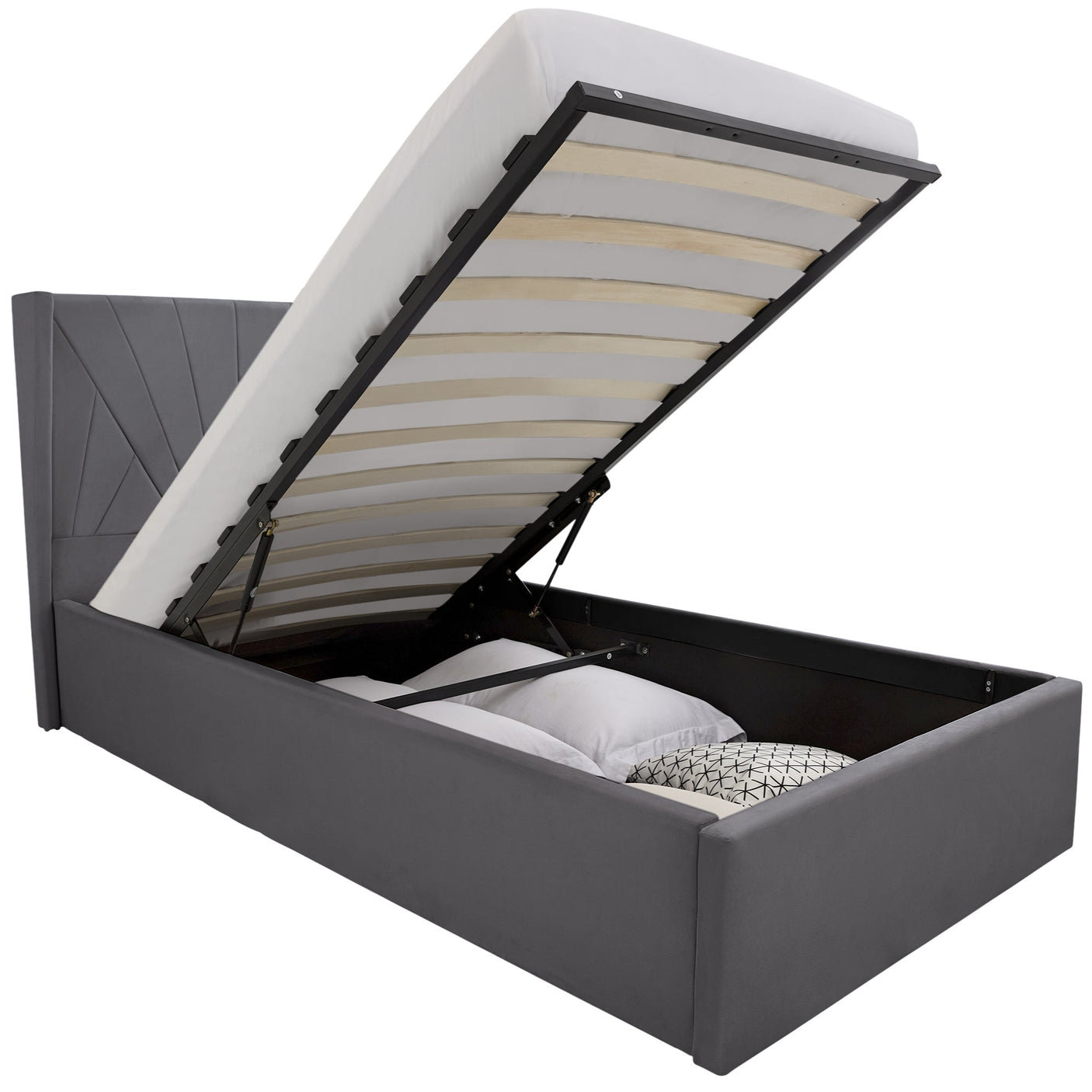Blisswood Velvet Sunrise Design Ottoman Storage Bed