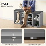 Hallway Shoe Storage Bench With Cushion & Adjustable Shelves