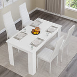 Minimalist Dining Set For 4 With Padded Chairs – Compact White Table