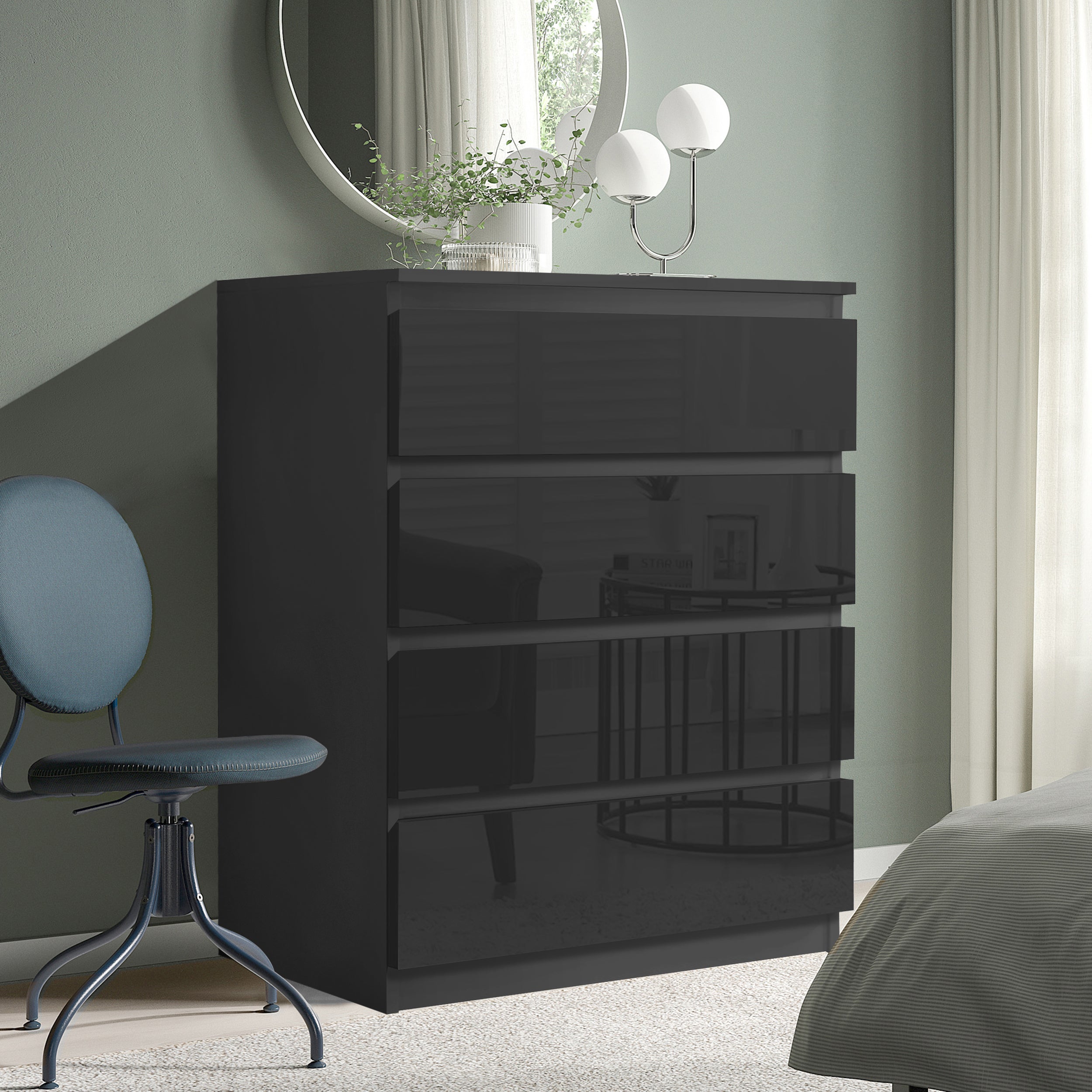 black chest of drawers