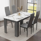 White Marble 4-6 Seater Dining Table and Chairs Set
