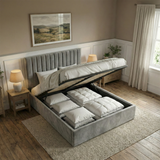 Vertical Line Ottoman Storage Bed - Velvet Ottoman Bed Frame