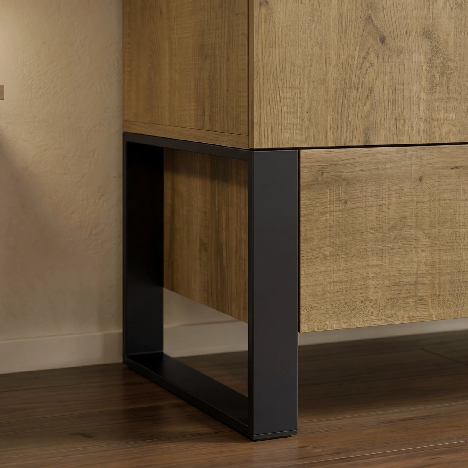 Industrial 2 Door Wardrobe with Drawer Oak Finish