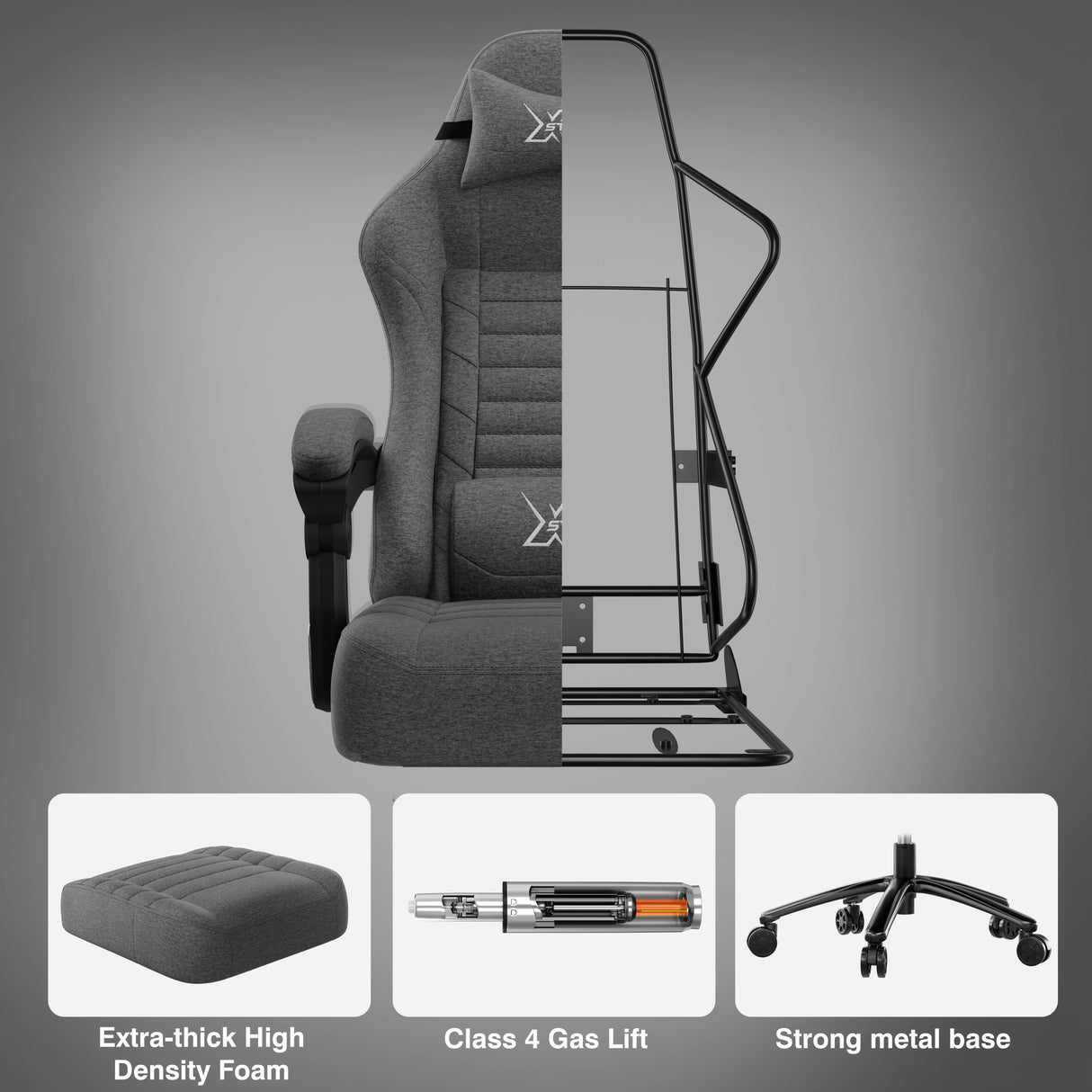Xstriker Ergonomic Gaming Chair with Footrest & Thick Cushion Backrest
