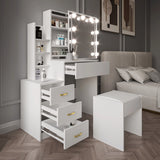Dressing Table with Mirror and Lights, Drawers - Vanity Makeup Table