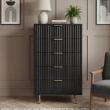 Flutrina Painted Tall Chest of 5 Drawers with Metal Handles