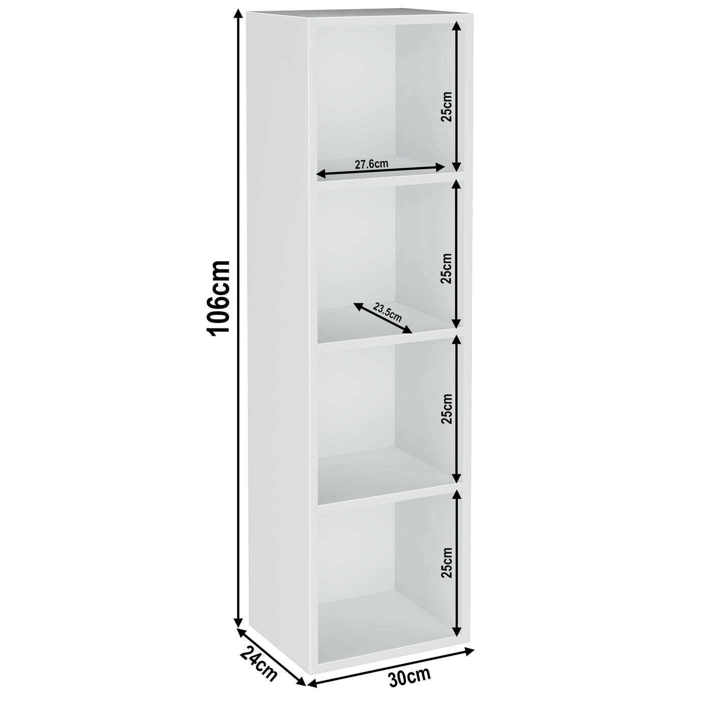 Bookcase Cube Storage Unit - Tall Narrow Bookshelf