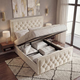 Cross Puffed Ottoman Storage Bed - Velvet Ottoman Bed Frame
