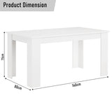[6 Seater | Black] Dimensions of 6 seater white dining table: 140 x 80 x 75 cm, black PU chairs