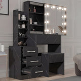 Hollywood Mirror Dressing Table with Storage, Drawers Vanity Makeup Desk