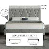Velvet Double Bed Frame with Headboard Upholstered King Size Bed Frame
