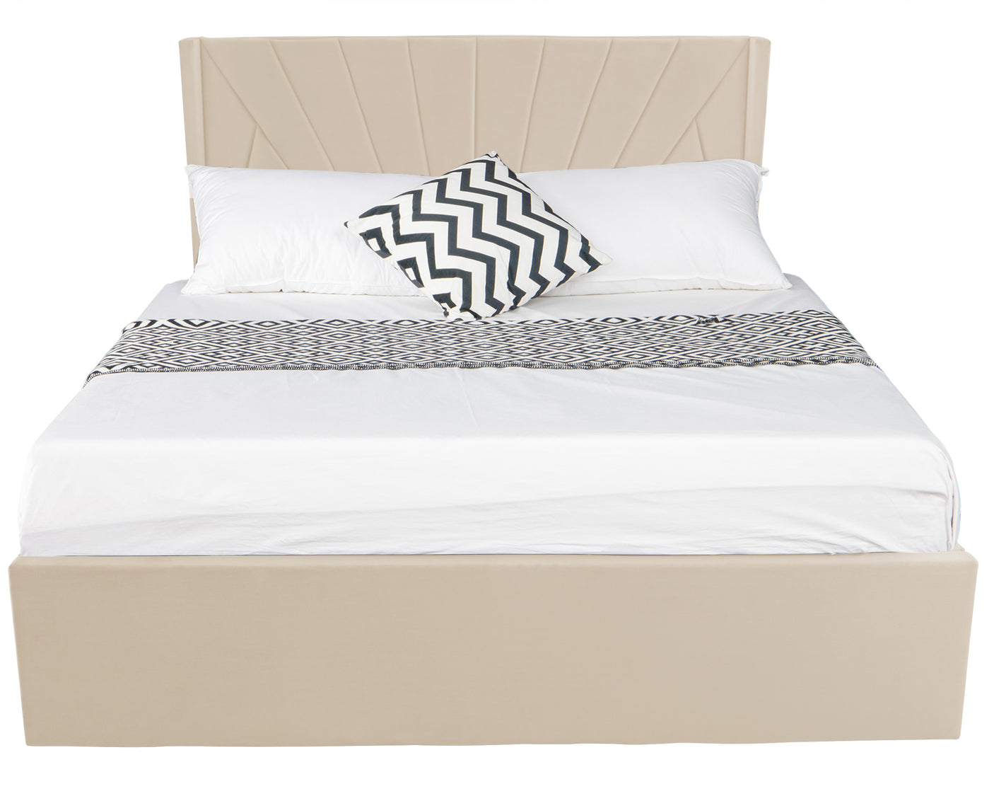 Blisswood Velvet Quilted Sunrise Design Ottoman Storage Bed With Mattress