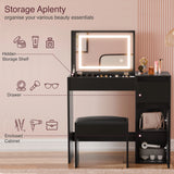 Small Dressing Table with Mirror and Lights, Stool - Makeup Vanity Desk