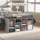 Hallway Shoe Storage Bench With Cushion & Adjustable Shelves