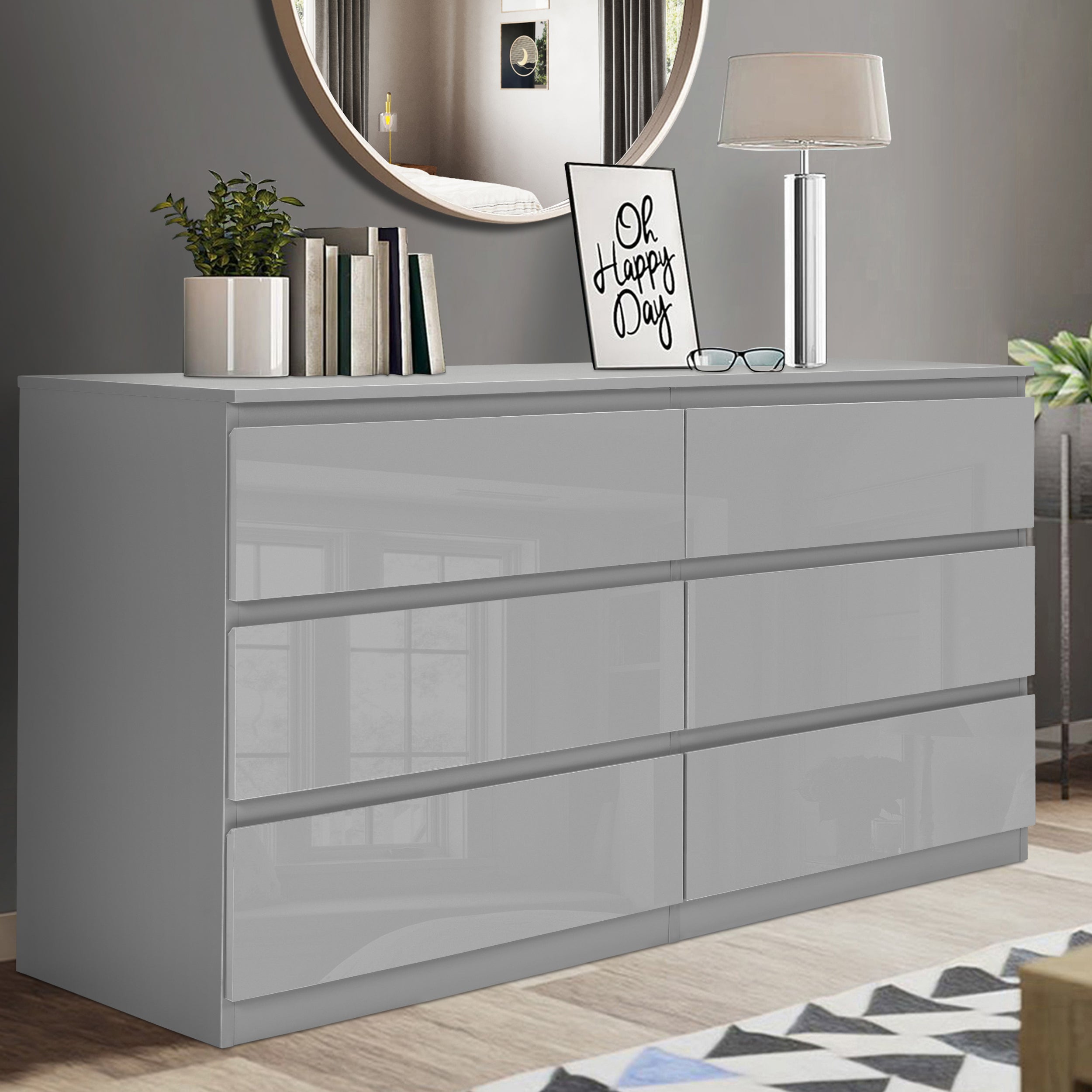 Blisswood UV High Gloss Dressers, Chest of 6 Drawers