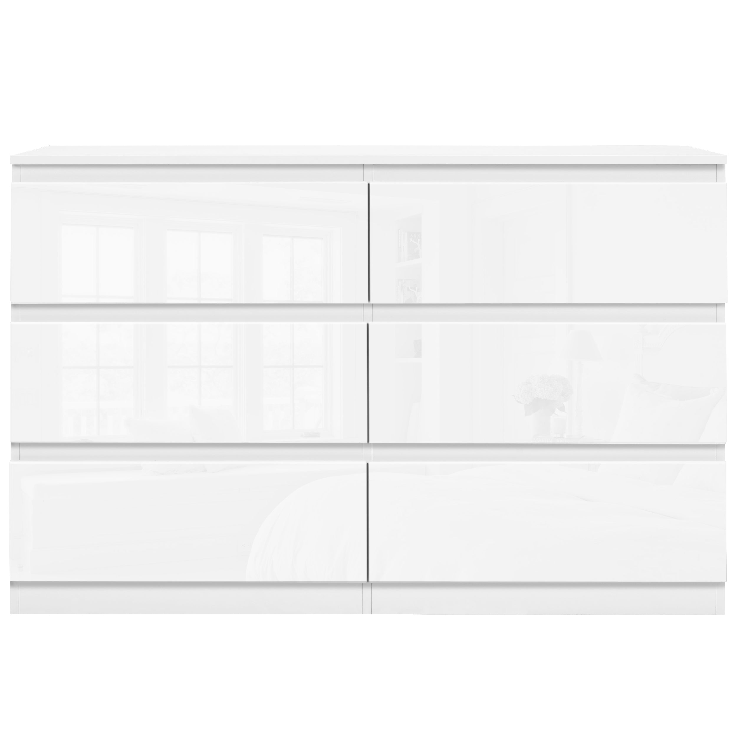 Blisswood High Gloss Bedroom Set (3 Door Wardrobe and 6 Drawer Chest)