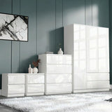 High Gloss 3 Wardrobe Bedroom Set with 4 Chest of Drawers & Nightstand