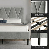 Velvet Double Bed Frame with Headboard Upholstered King Size Bed Frame