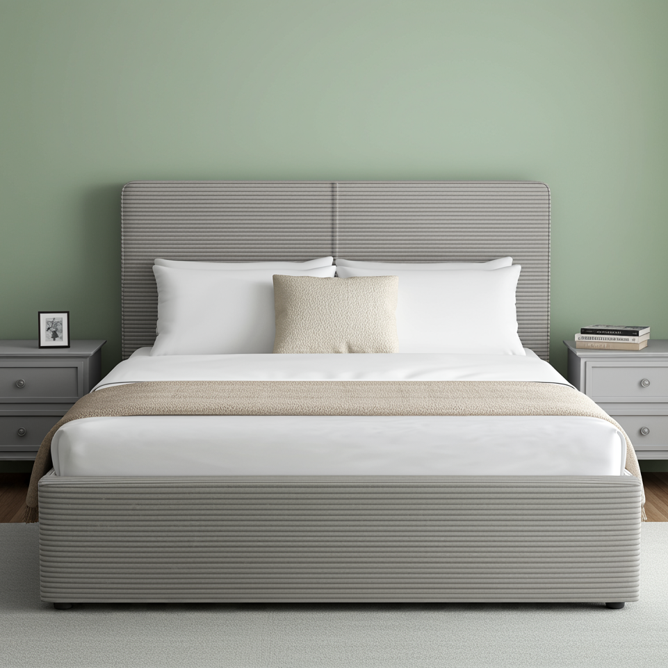 Velvet Ottoman Bed Frame - Gas Lift Ottoman Storage Bed