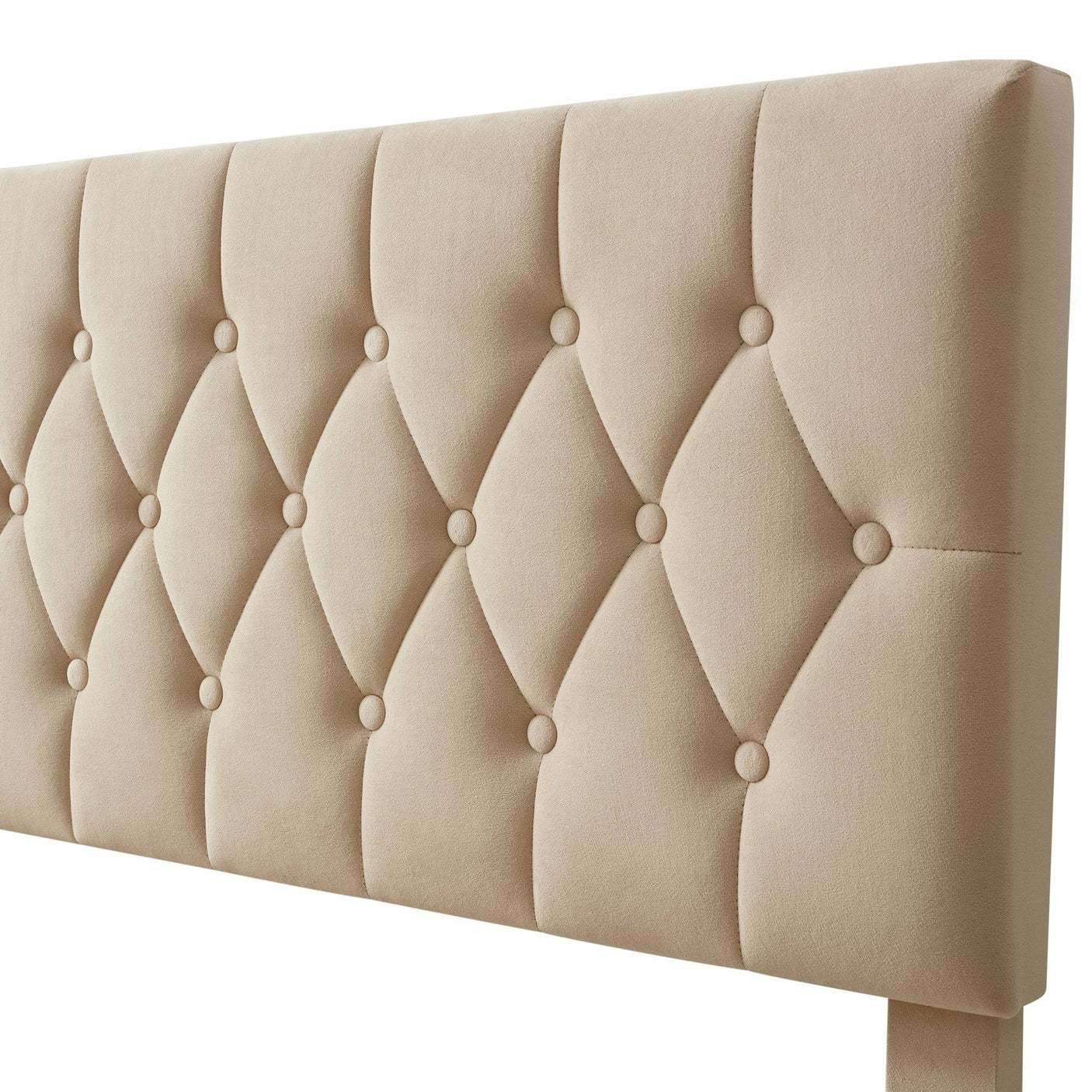 Blisswood Chesterfield Bed Frame - Luxurious Velvet Cream Upholstery, Adjustable Headboard