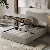 Curved Headboard Ottoman Storage Bed - Boucle Ottoman Bed Frame
