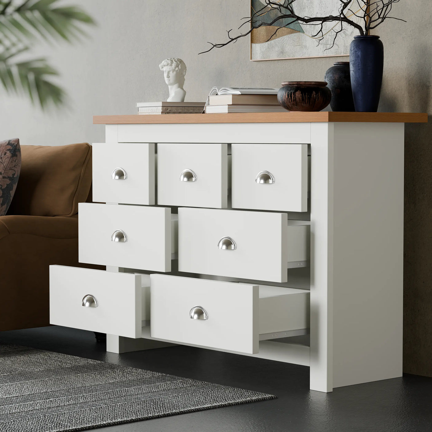 7 Drawer Wide Chest of Drawers - Large Bedroom Dresser
