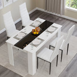 White & Black Gloss 4-6 Seater Dining Table and Chairs Set