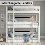 Wooden High Sleeper Triple Bunk Bed