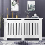 Chelsea White Radiator Cover,  Vertical Wooden Slats